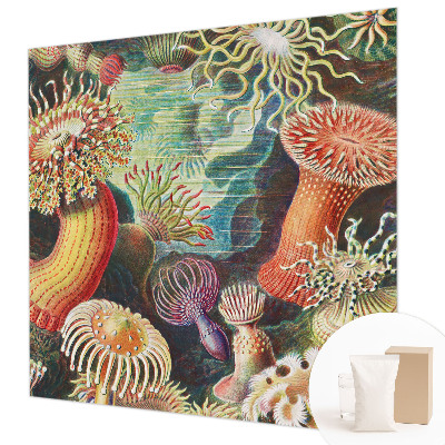 Papel mural texturado decorativo con diseño de anémonas elegantes