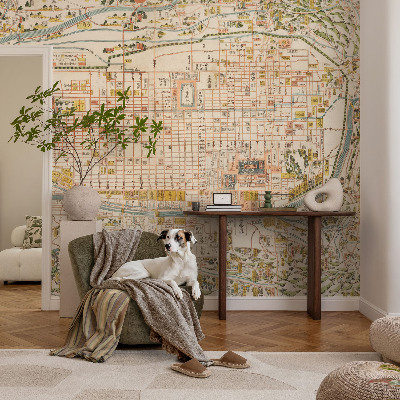 Mural de pared con estampado hermoso con diseño de mapa antiguo