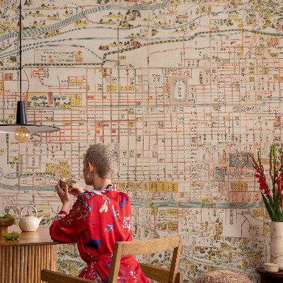 Mural de pared con estampado hermoso con diseño de mapa antiguo