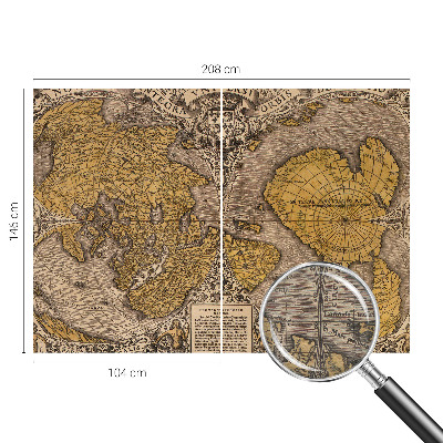 Fotomural decorativo para cabecero de cama con un diseño de cartografía histórica