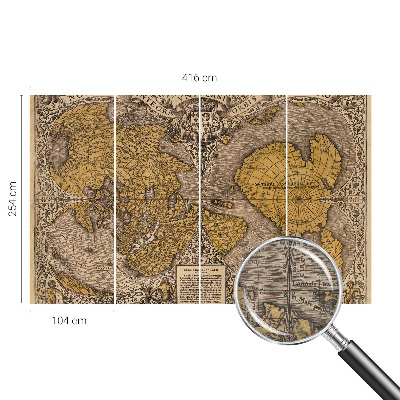 Fotomural decorativo para cabecero de cama con un diseño de cartografía histórica