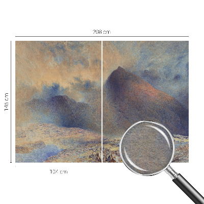 Papel mural texturado decorativo con motivo de paisaje de montaña
