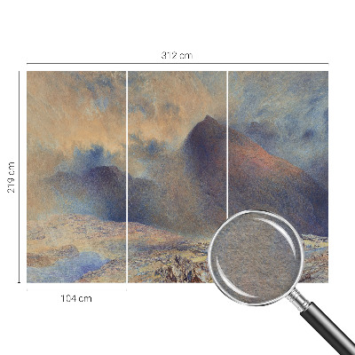Papel mural texturado decorativo con motivo de paisaje de montaña