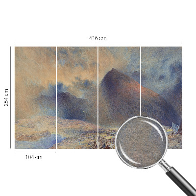 Papel mural texturado decorativo con motivo de paisaje de montaña