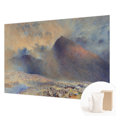 Papel mural texturado decorativo con motivo de paisaje de montaña