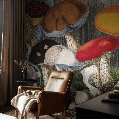 Mural de pared con estampado hermoso con un diseño de hongos botánicos