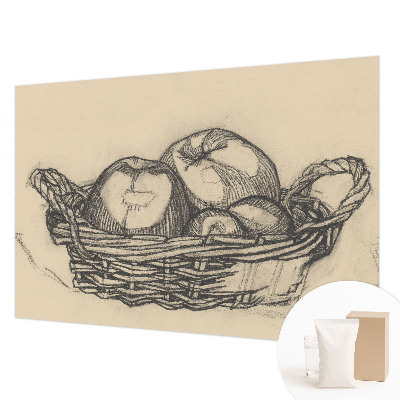 Papel mural con patrón decorativo con diseño de cesta de frutas