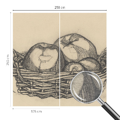 Papel mural con patrón decorativo con diseño de cesta de frutas