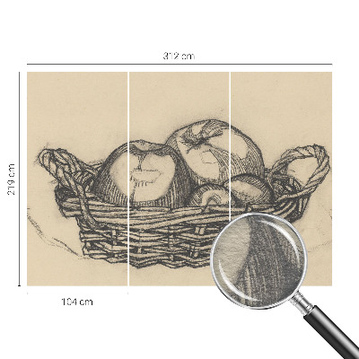 Papel mural con patrón decorativo con diseño de cesta de frutas