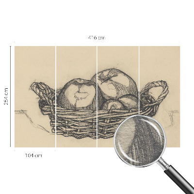 Papel mural con patrón decorativo con diseño de cesta de frutas