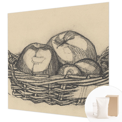 Papel mural con patrón decorativo con diseño de cesta de frutas