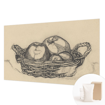 Papel mural con patrón decorativo con diseño de cesta de frutas