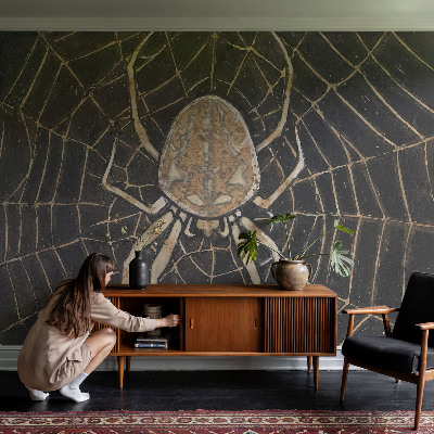 Papel mural texturado decorativo con diseño de telaraña