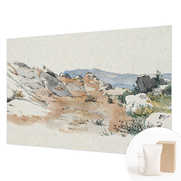 Fotomural decorativo para cabecero de cama con un paisaje rocoso