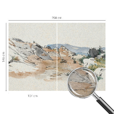 Fotomural decorativo para cabecero de cama con un paisaje rocoso
