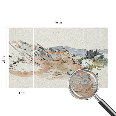 Fotomural decorativo para cabecero de cama con un paisaje rocoso