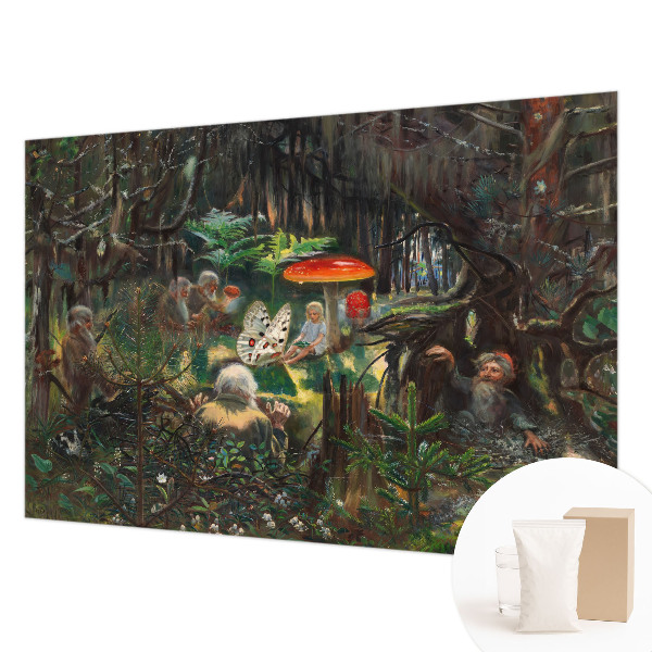 Mural de pared con estampado hermoso con diseño de bosque de cuento de hadas