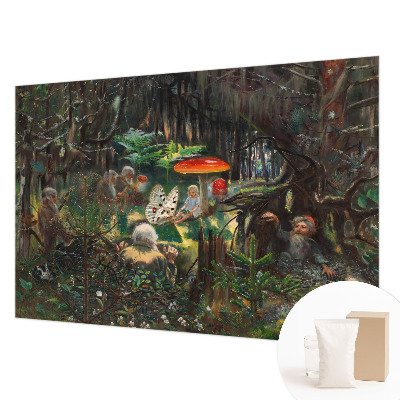 Mural de pared con estampado hermoso con diseño de bosque de cuento de hadas