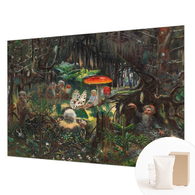 Mural de pared con estampado hermoso con diseño de bosque de cuento de hadas
