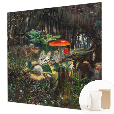 Mural de pared con estampado hermoso con diseño de bosque de cuento de hadas