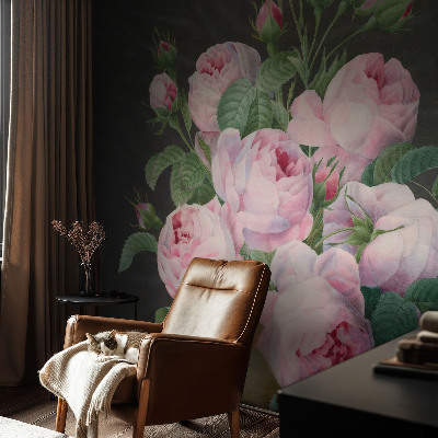 Fotomural decorativo para cabecero de cama con motivos florales que aportan elegancia