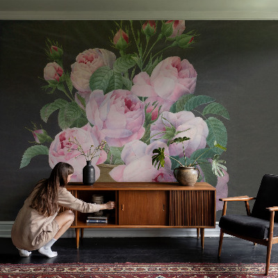 Fotomural decorativo para cabecero de cama con motivos florales que aportan elegancia