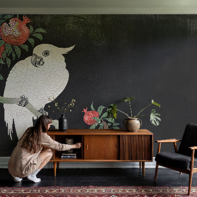 Mural de pared con estampado hermoso con diseño de loro granado