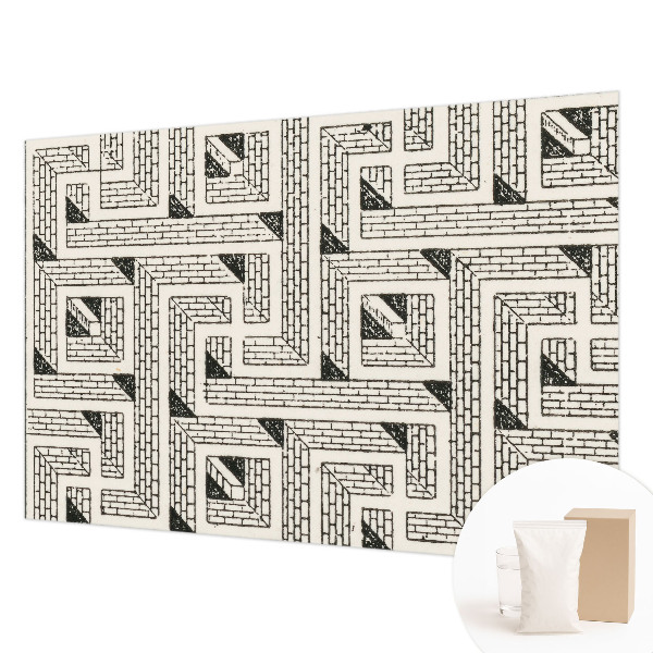 Mural decorativo con un diseño de laberinto de ladrillos