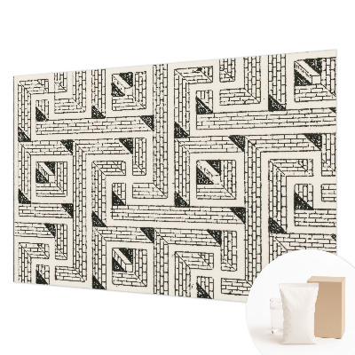 Mural decorativo con un diseño de laberinto de ladrillos