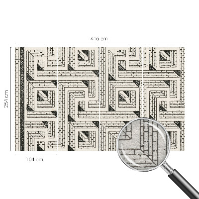 Mural decorativo con un diseño de laberinto de ladrillos