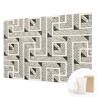 Mural decorativo con un diseño de laberinto de ladrillos