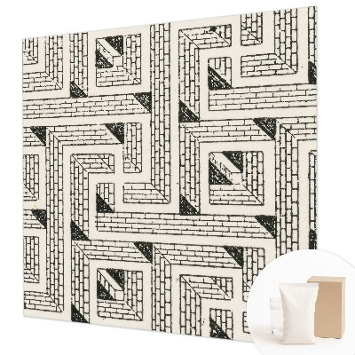 Mural decorativo con un diseño de laberinto de ladrillos