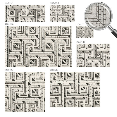 Mural decorativo con un diseño de laberinto de ladrillos