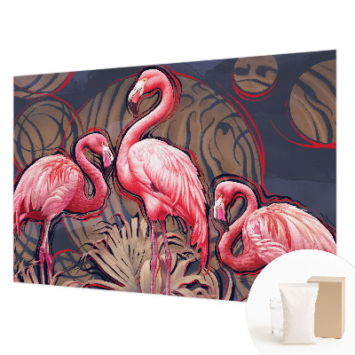 Papel mural texturado decorativo con diseño de flamencos rosas