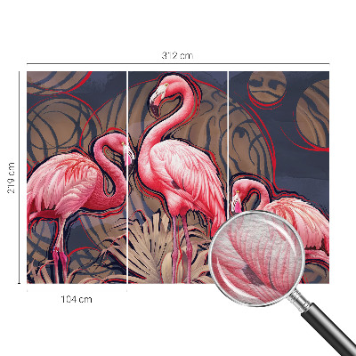 Papel mural texturado decorativo con diseño de flamencos rosas
