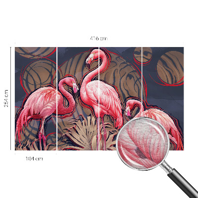 Papel mural texturado decorativo con diseño de flamencos rosas