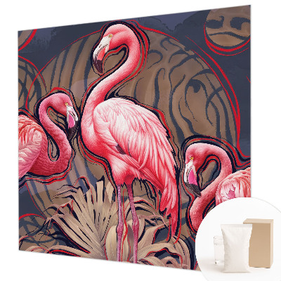 Papel mural texturado decorativo con diseño de flamencos rosas