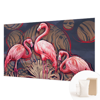 Papel mural texturado decorativo con diseño de flamencos rosas