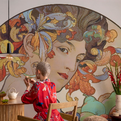 Mural decorativo con diseño Art Nouveau colorido