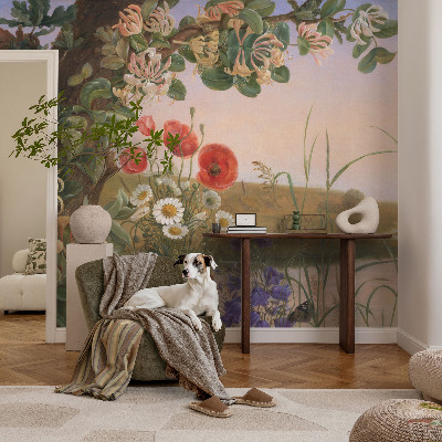Papel mural con patrón decorativo con diseño Idilio Floral