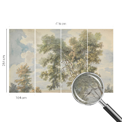 Fotomural decorativo para cabecero de cama con un motivo de naturaleza romántica