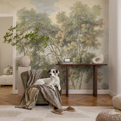 Fotomural decorativo para cabecero de cama con un motivo de naturaleza romántica