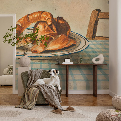 Papel mural texturado decorativo con diseño inspirado en productos horneados para la cocina
