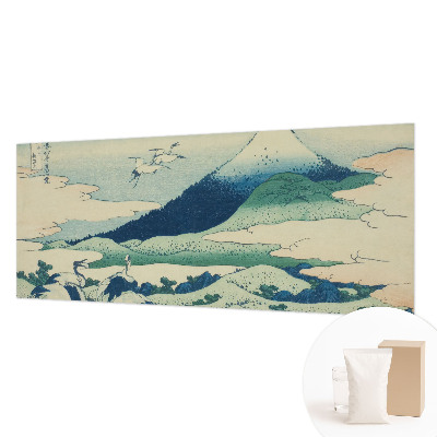 Papel mural texturado decorativo con diseño de grullas y montañas