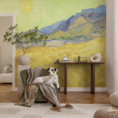 Papel mural con patrón decorativo con estampado de campo de trigo