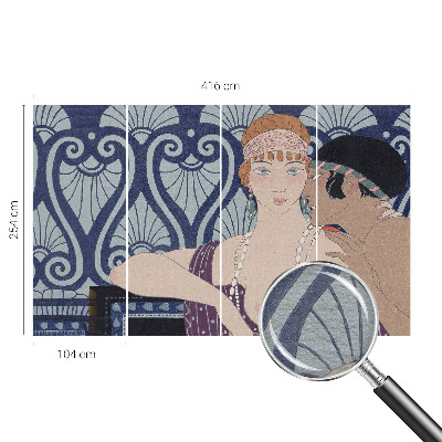 Fotomural decorativo para cabecero de cama con diseño de pareja de artistas