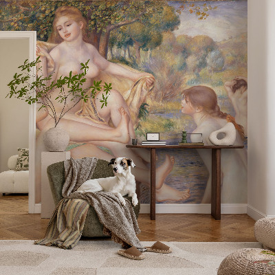 Papel mural texturado decorativo con estampado de mujeres descansando