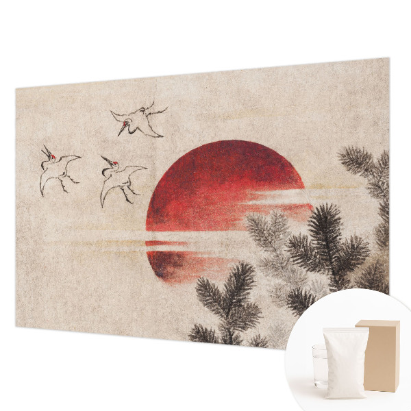 Fotomural decorativo para cabecero de cama con motivo de bosque en tonos este