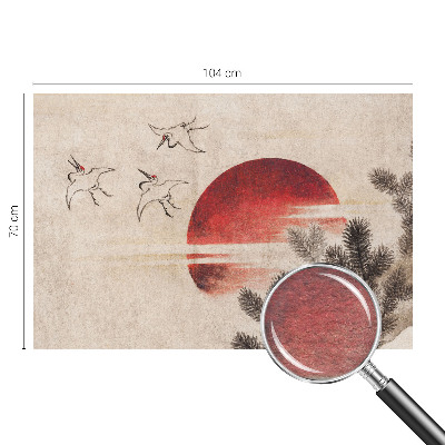 Fotomural decorativo para cabecero de cama con motivo de bosque en tonos este