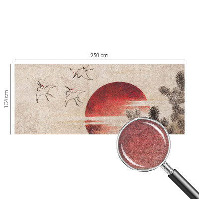 Fotomural decorativo para cabecero de cama con motivo de bosque en tonos este